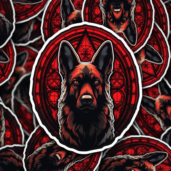 German Shepherd Spirit - Familiar Witchy Gothic Holographic Dog Breed Sticker for German Shepherd Enthusiasts