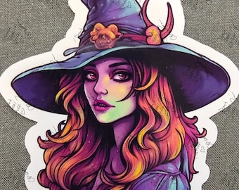 Vintage Witch Sticker: Dark Academia Goth Decor