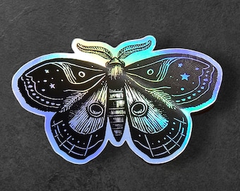 Luna Moth Holographic Sticker: Iridescent Butterfly Decal (3x3 in)