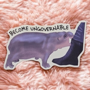 Leuke vinylsticker nijlpaard | Grappige onbestuurbare Moo Deng-sticker
