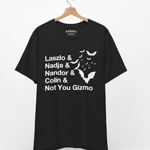 WWDITS Shirt, Laszlo, Nadja, Nandor, Colin Robinson, Gizmo, What We Do In the Shadows Unisex Jersey Short Sleeve Tee