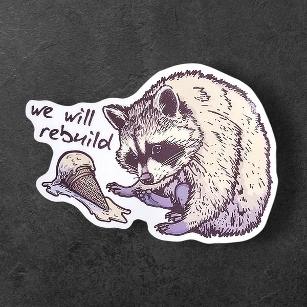 We Will Redesign Waschbär-Vinyl-Aufkleber: Lustiger Tieraufkleber