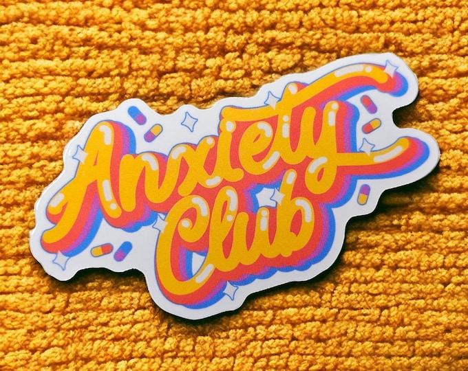 Holographic 90s Anxiety Club Sticker - Waterproof Y2K Decal