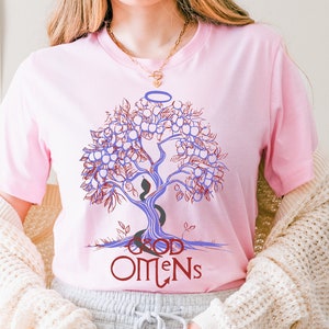 Good Omens Tree of Knowledge T-Shirt: Aziraphale & Crowley Doodle