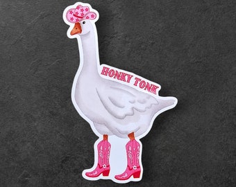 Honky-Tonk Goose Sticker: Funny Cowgirl Sarcastic Saying
