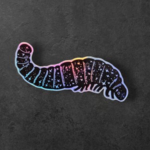 Witchy Caterpillar Sticker: Holographic Celestial Bug Design