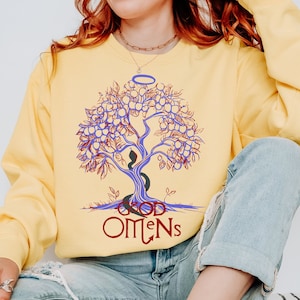 Good Omens Sweatshirt: Tree of Knowledge Doodle, Aziraphale & Crowley