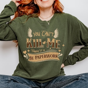 Aziraphale Shirt Long Sleeve | Good Omens Crewneck Shirt | Comic Con Fandom Sweater