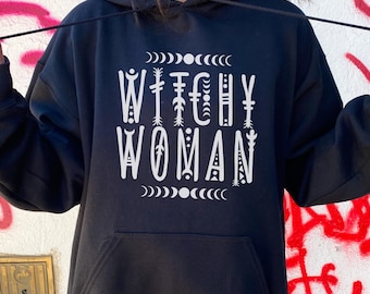Witchy Woman Hoodie | Moon Phase Sweatshirt Gift for Her Cottagecore Pullover
