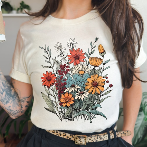 Wild Flower Floral Tshirt - Etsy UK