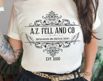 Good Omens T-Shirt: A.Z. Fell Bookshop Tee - Antiquarian Design