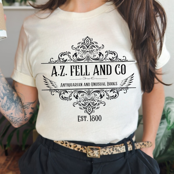 Good Omens A.Z. Fell and Co Antiquarian and Unusual Books t-shirt, Aziraphale Crowley Shirt, Ineffable Husbands, Fandom Shirt, Comic Con