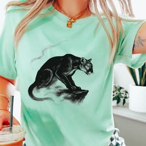 Schwarzer Panther Shirt Wildkatzen Grafik T-Shirt Natur Liebhaber T-Shirt