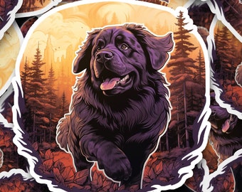 Witchy Newfoundland Dog Sticker: Holographic Newfie Decal