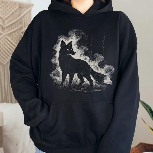 Sudadera con capucha de zorro del bosque místico con estampado de animales del bosque de estilo cottagecore