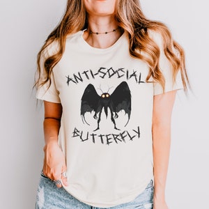 Mothman Antisoziale Schmetterling t-shirt Cryptid Kryptozoologen Red Eyed Thing Shirt Geschenk Folklore Merch Punkt Angenehme Monster