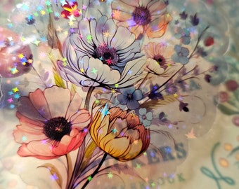 Holographic Wildflower Sticker: Clear Water-Resistant Decal (3x3&quot;)