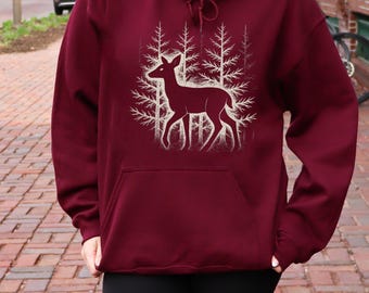 Woodland Deer Hoodie Forest Animal Nature Lover Sweatshirt