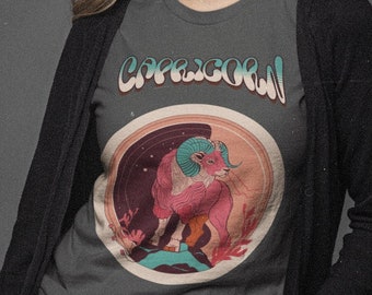 Capricorn Zodiac Graphic Tee: Retro Vintage Inspired Shirt