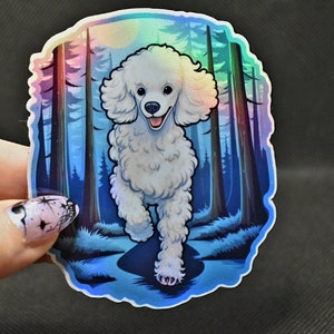 Poodle Familiar Sticker, Poodle Dog Sticker/ Decal, Holographic Option, Dog Lover Gift