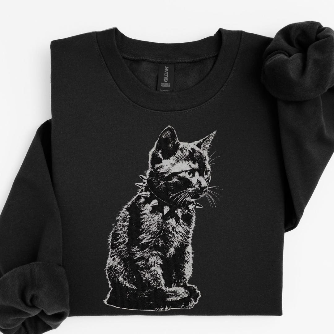 キャッツ Catsスウェット ビッグシルエットブラック XL 長袖トップスUSA Goth Cat Sweatshirt | Spiked Collar, Vintage Grunge Style - Etsy