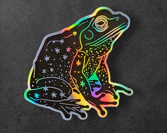 Gothic Holographic Frog Sticker: Witchy Vinyl Decal