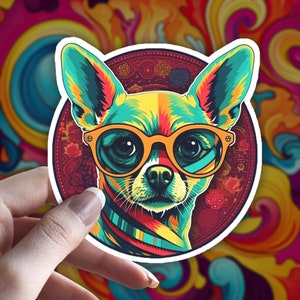 Trippy Chihuahua Sticker: Psychedelic Dog Lover Gift