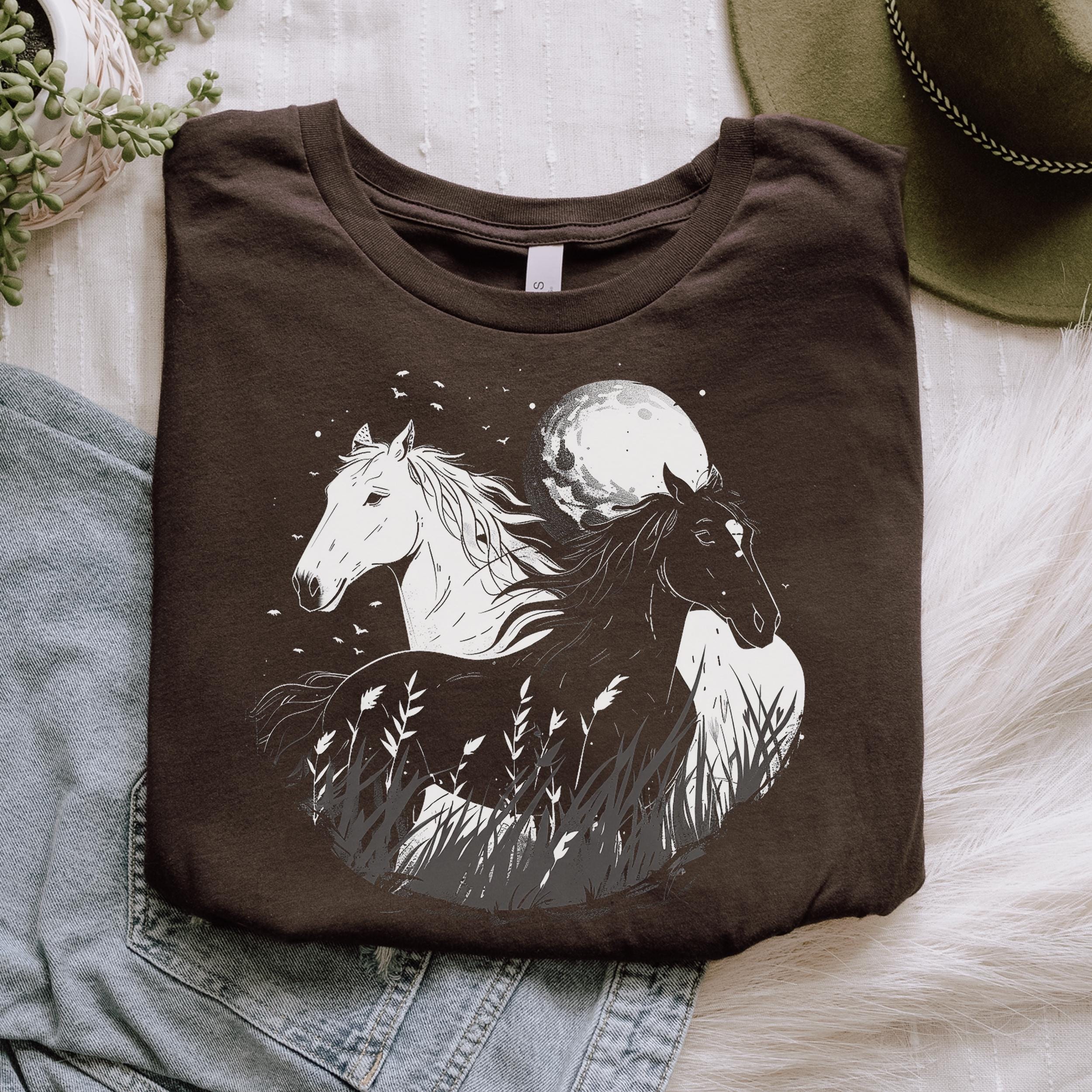 Celestial Horse T-shirt - Western Gothic Moon Graphic Tee - Etsy