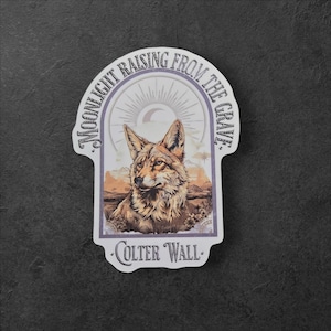 Calcomanía de música resistente al agua de Colter Wall Coyote durmiendo sobre la superficie negra, estilo country occidental, 3 pulgadas