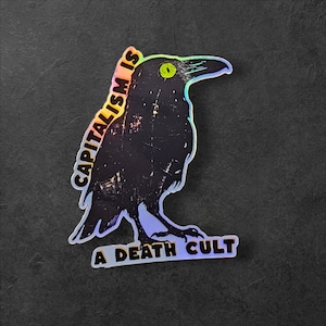 Capitalism is a Death Cult Sticker - Socialist Vinyl Sticker - Anti-Capitalist Vintage Sticker for Laptops and Water Bottles