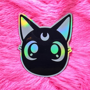 Cute Kitty // Luna // Holographic Aesthetic Anime Sticker Decal Water Resistant