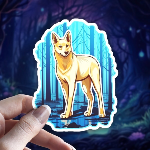 Carolina Dog Familiar Sticker, Carolina  Dog Sticker/ Decal, Holographic Carolina Dog Sticker, Dog Lover Gift