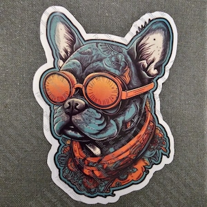 Trippy French Bull Dog, Aufkleber / Aufkleber, für Haustierliebhaber, Frenchie-Besitzer, niedlicher Kawaii Aufkleber