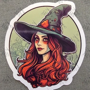 Cute Witch Sticker - Water Resistant Glossy Witchy Sticker for Water Bottles, Personalized Gift for Her or Friend