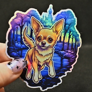 Smooth Coat Chihuahua Sticker: Holographic Dog Lover Decal