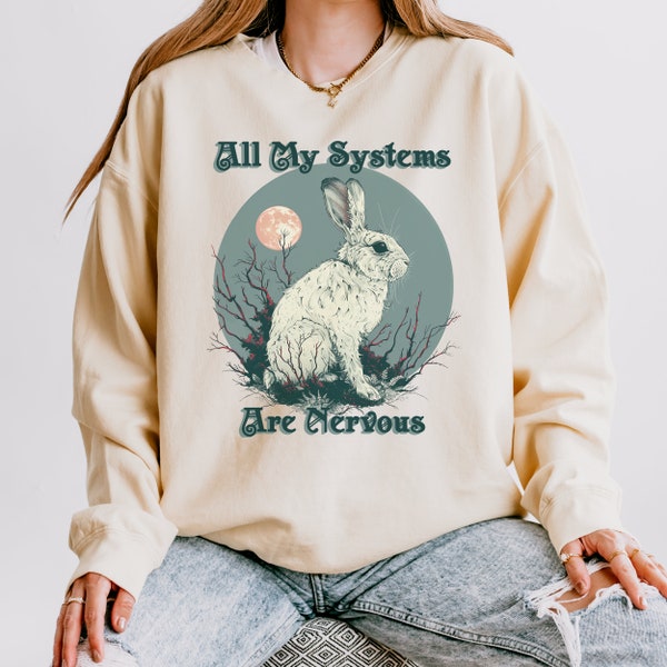 Actually All Of My Systems Are Nervous Funny Mental Health Lightweight Sweatshirt Meme Sweater Anxiety Tee Coquette Fairycore Weirdcore