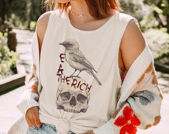 Eat the Rich Tank Top – Skull and Bird Graphic Punk Shirt