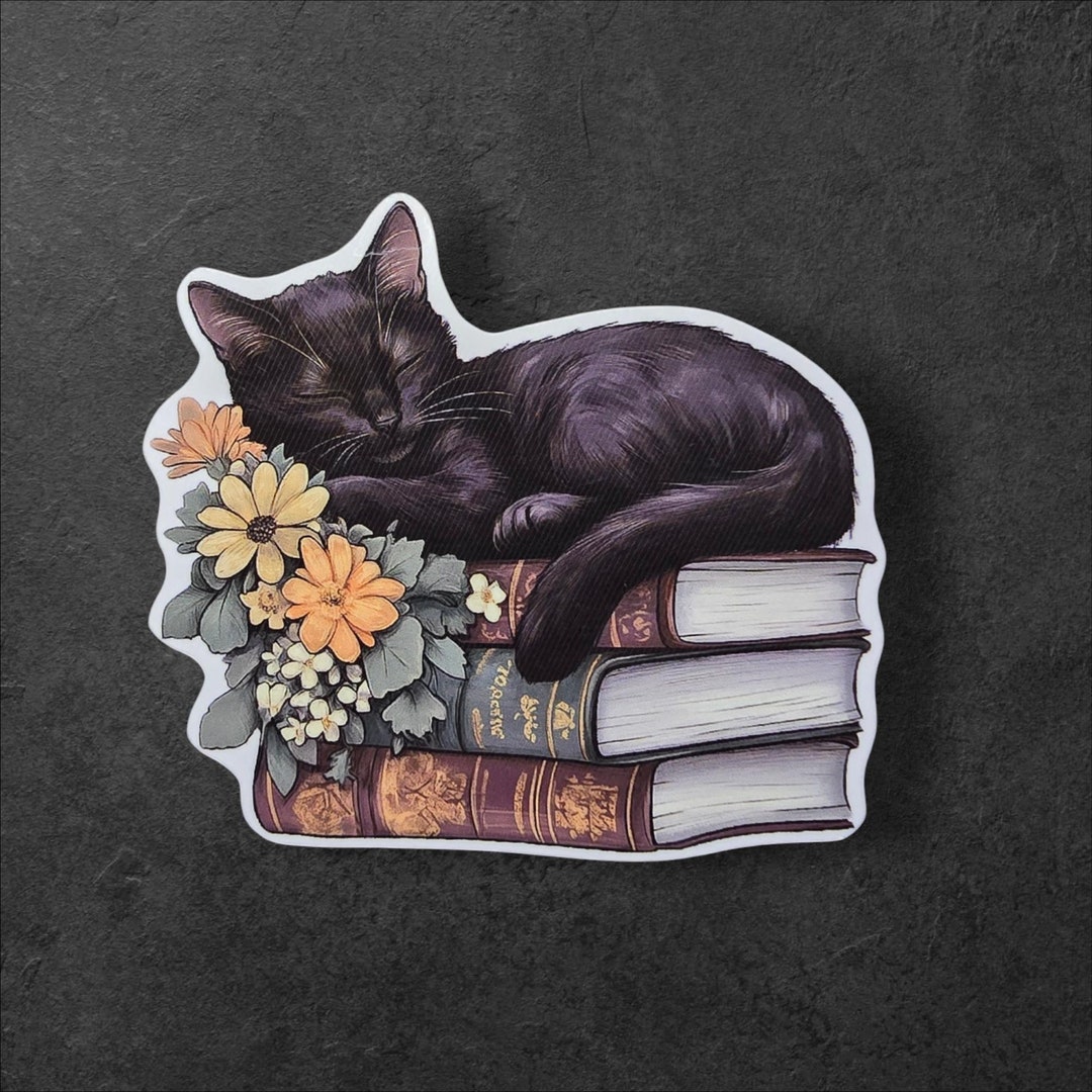 Black Cat Books Sticker – Gothic Cottagecore Vinyl Decal - Etsy