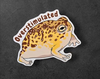 Overstimulated Frog Sticker: Funny Anxious Meme - Laptop, Water Bottle Decal