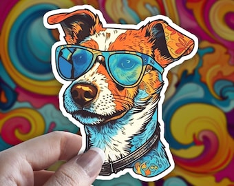 Trippy Jack Russell Terrier Sticker: Kawaii Dog Breed Decal
