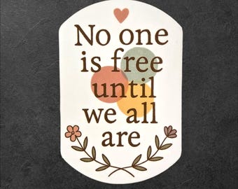 Mutual Aid Vinyl Sticker: Feminist Protest Art, Earth Tone Floral