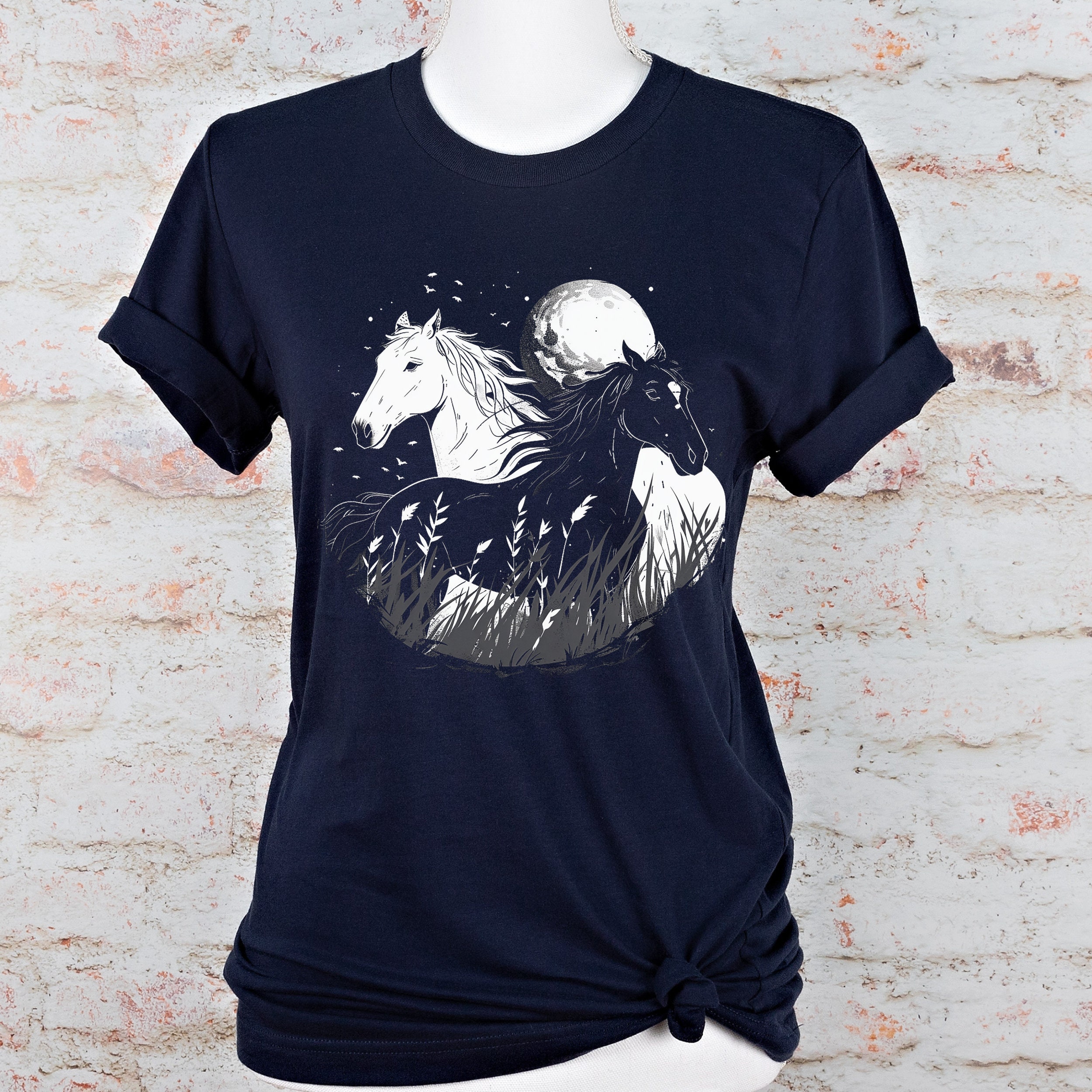 Moonlit Horses Graphic T-shirt: Mystical Equine Art Tee - Etsy