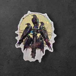 Raven Familiar Sticker: Holographic Witchy Bird Decal