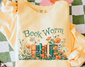 Book Worm Floral Sweater: Bookish Reader Crewneck