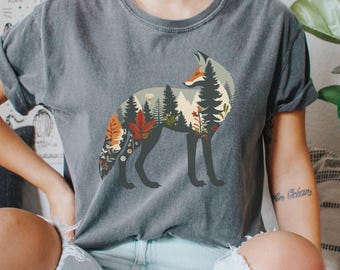 Fox Nature Shirt | Woodland Fox Graphic Tee, Forest Animal Shirt, Cottagecore Wildlife Top, Cozy Nature Lover Gift