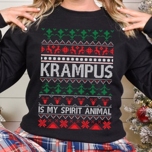 Krampus Is My Spirit Animal Sweatshirt - Funny Ugly Christmas Sweater