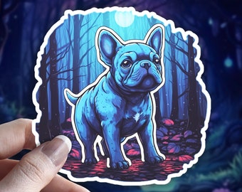 Witchy Franse Bulldog bekende sticker: holografische sticker hondenliefhebber