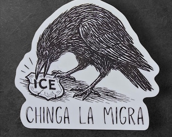 Chinga La Migra Vinyl Aufkleber | Anti-ICE Krähe Aufkleber