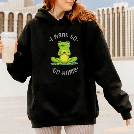 Women's Cute Frog Hoodie - Kawaii Cottagecore Aesthetic Sweatshirt For Teen Girls & Women (Black, 3XL) - View #9