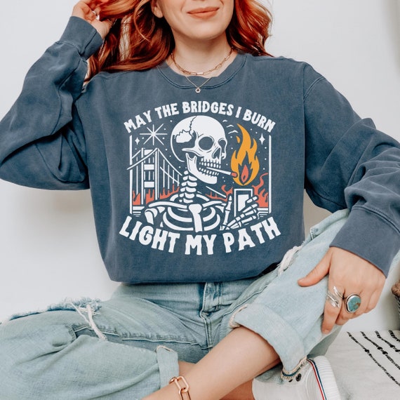 Comfort Colors Skeleton Sweatshirt: Dark Humor Streetwear